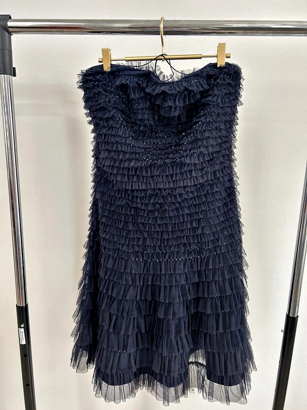 Ralph Lauren Purple Label Collection Ruffled Mini Dress in Blue Size 8 NWT